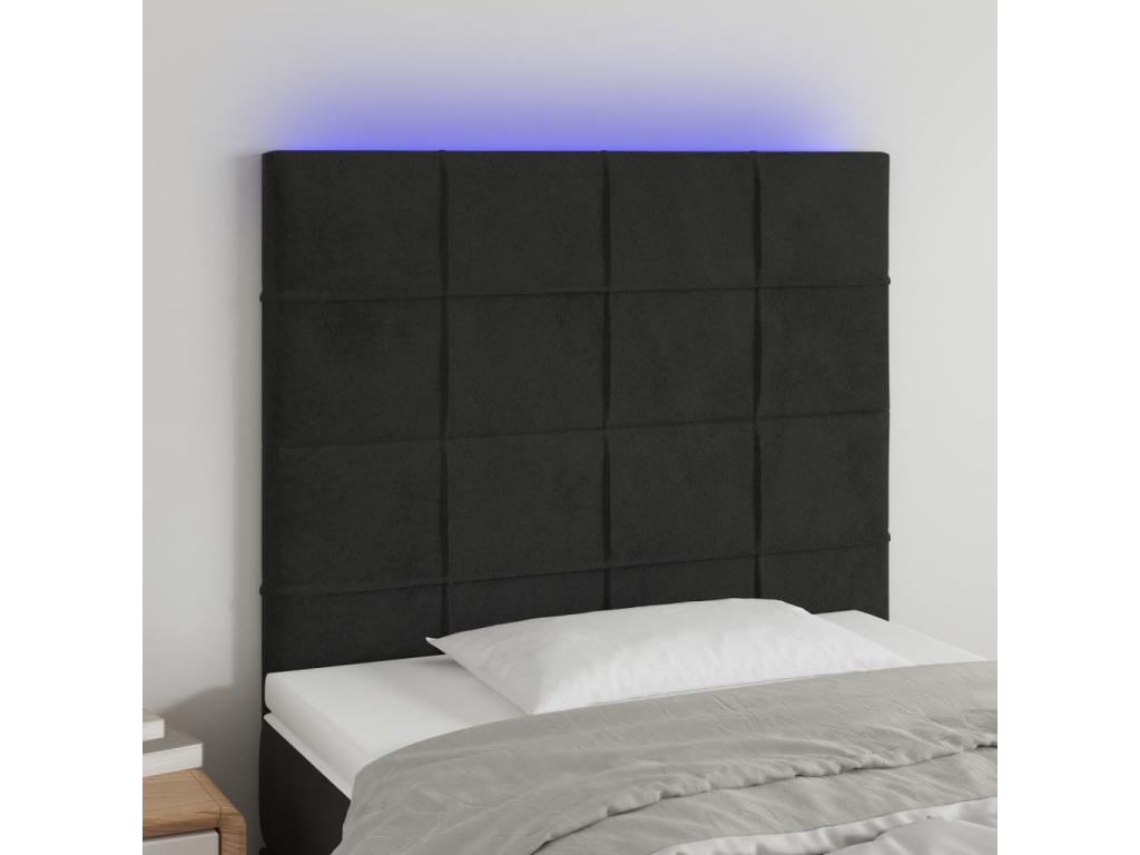 Black Velvet Bed, 90 x 5 x 118 cm