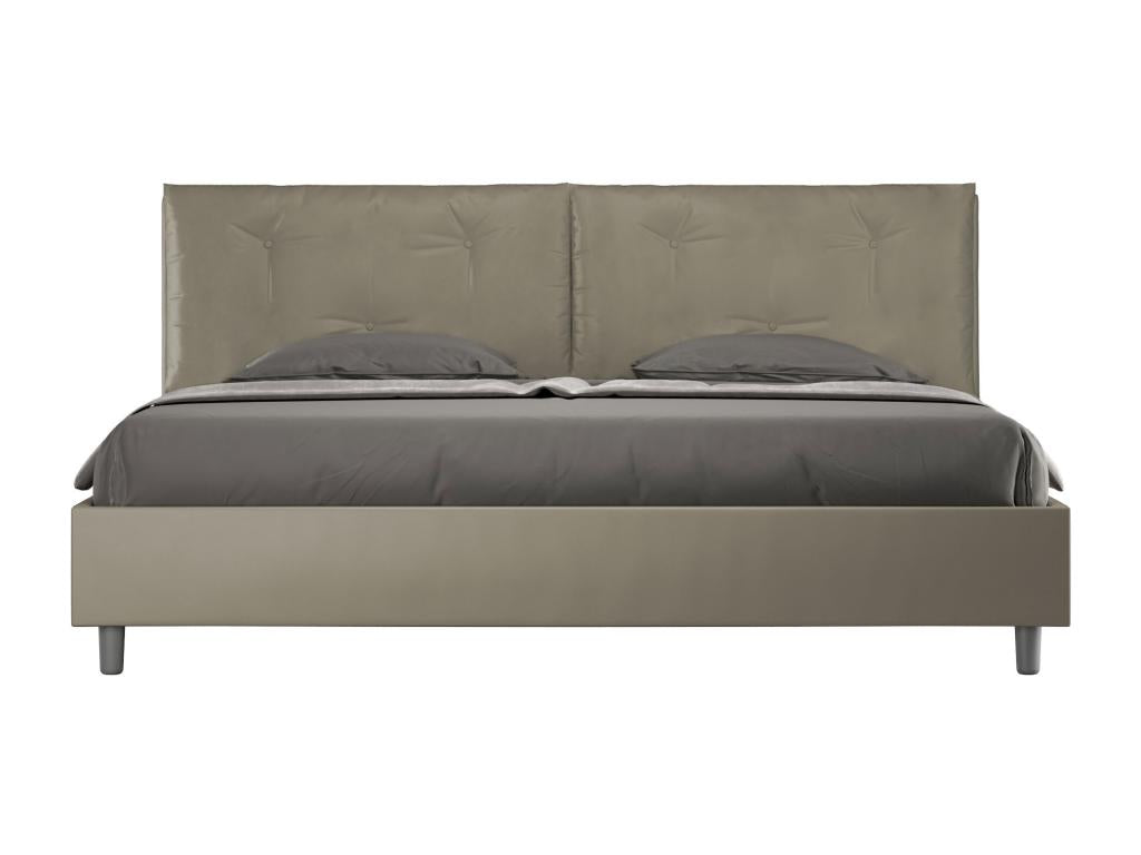 Brown Faux Leather Bed, 200 x 200 cm