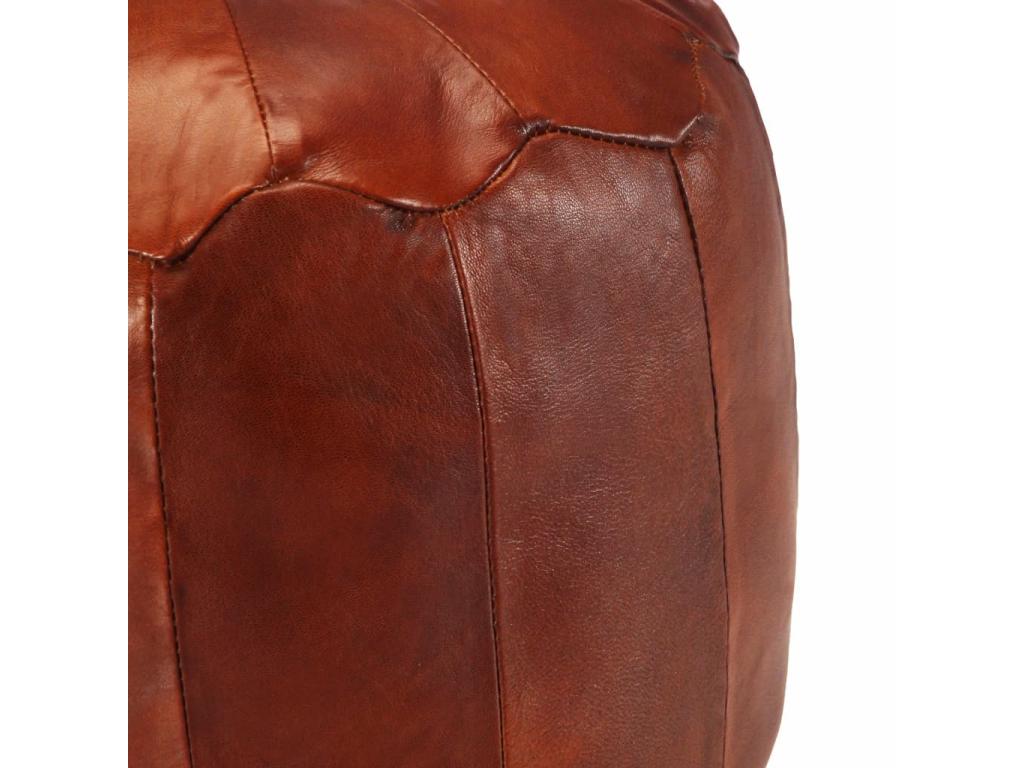 Natural Leather Ottoman, 40 x 35 cm