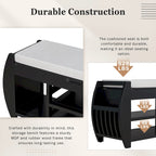 Retro Multifunctional Storage Bench with Cushion and Curved Side Panel for Entrance and Living room