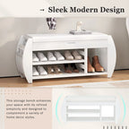 Retro Multifunctional Storage Bench with Cushion and Curved Side Panel for Entrance and Living room