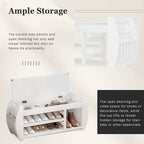 Retro Multifunctional Storage Bench with Cushion and Curved Side Panel for Entrance and Living room