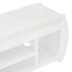 Retro Multifunctional Storage Bench with Cushion and Curved Side Panel for Entrance and Living room