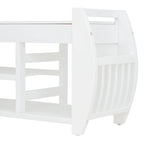 Retro Multifunctional Storage Bench with Cushion and Curved Side Panel for Entrance and Living room