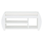 Retro Multifunctional Storage Bench with Cushion and Curved Side Panel for Entrance and Living room
