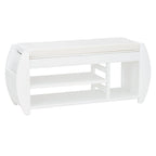 Retro Multifunctional Storage Bench with Cushion and Curved Side Panel for Entrance and Living room