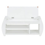 Retro Multifunctional Storage Bench with Cushion and Curved Side Panel for Entrance and Living room