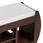 Retro Multifunctional Storage Bench with Cushion and Curved Side Panel for Entrance and Living room