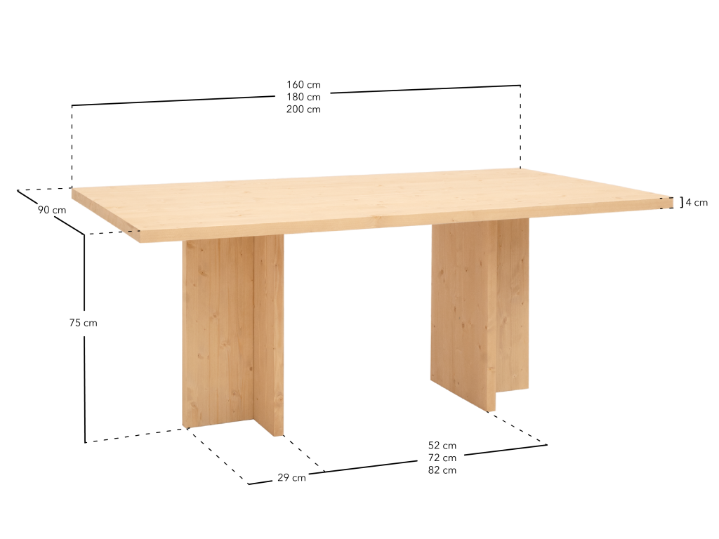 Brown Solid Wood Dining Table, 200 x 75 cm