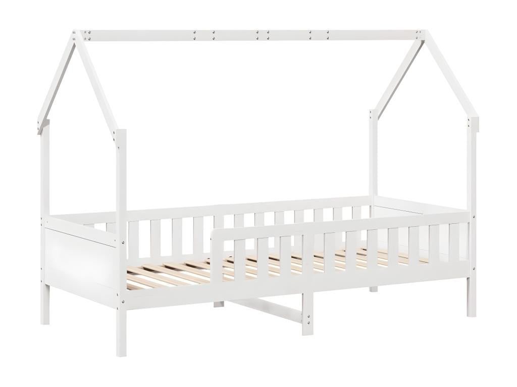 White Solid Wood Bed Frame, 90 x 190 cm