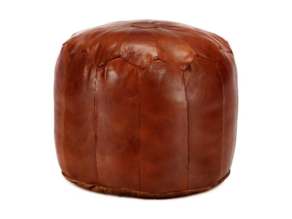 Natural Leather Ottoman, 40 x 35 cm
