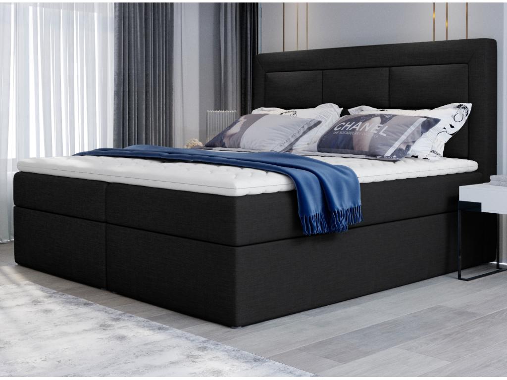 Black Fabric Bed, 140 x 200 cm