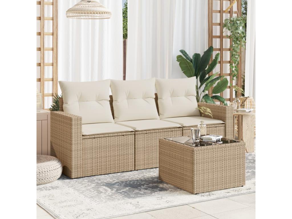 Beige Woven Resin Wicker Outdoor Furniture Set - dlz1766582342083