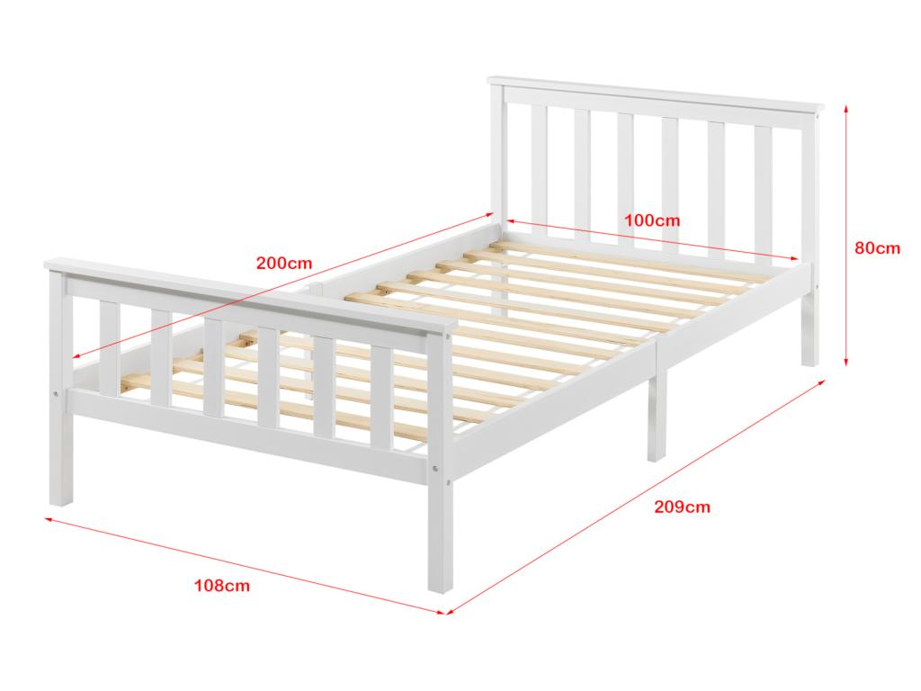 White Pine Wood Bed Frame, 100 x 200 cm