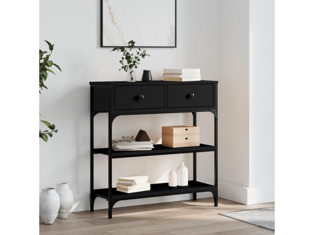 Black Engineered Wood Table, 72.5 x 25 x 75 cm