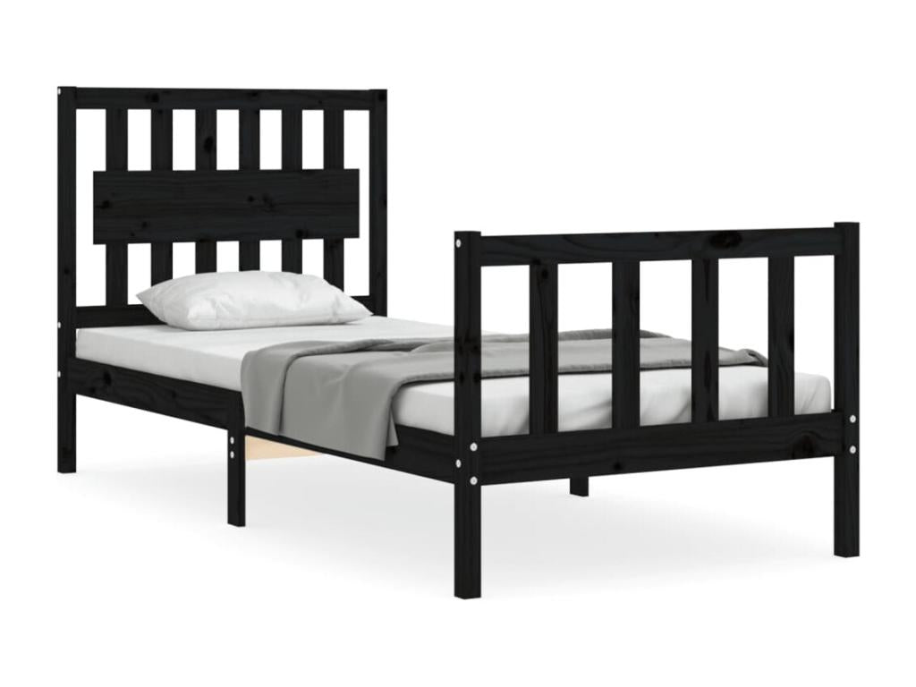 Black Solid Wood Bed Frame