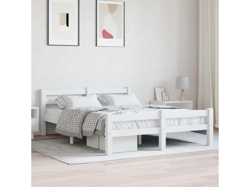White Pine Wood Bed Frame, 140 x 200 cm
