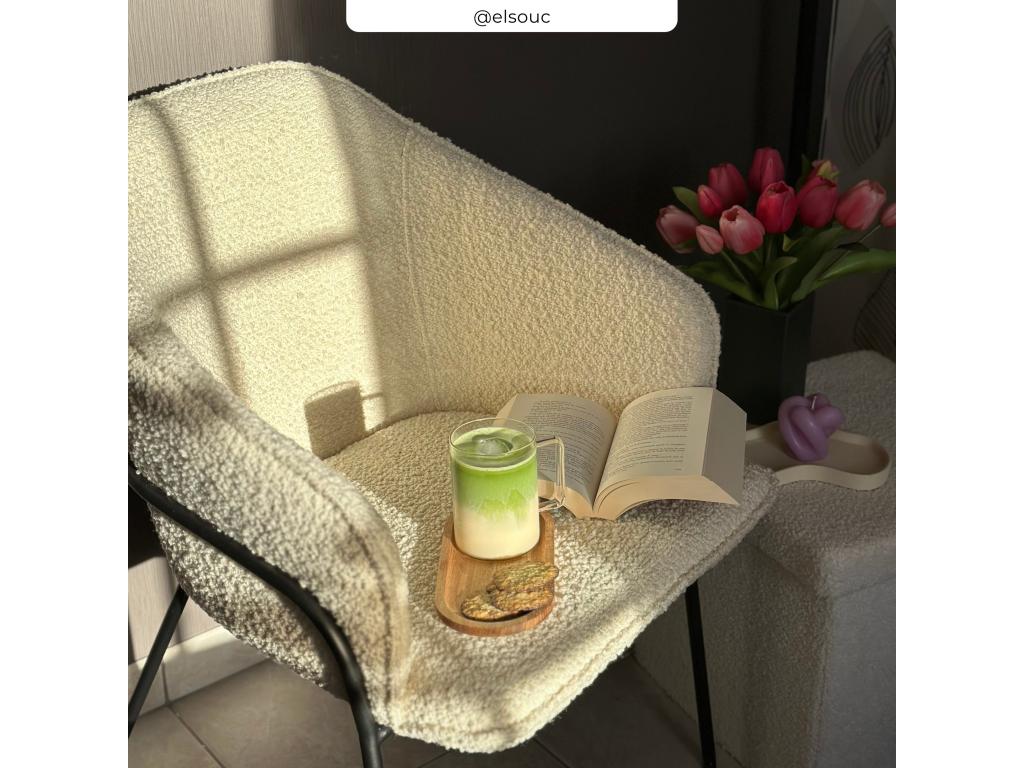 White Boucle Fabric Chair