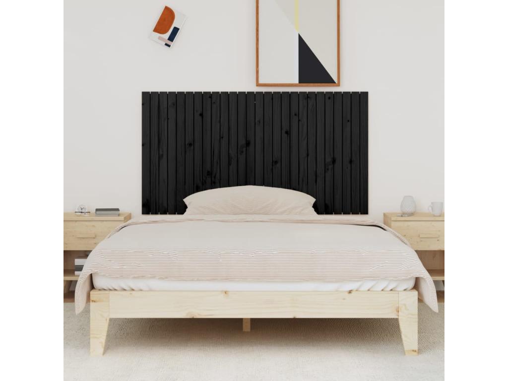 Black Solid Wood Bed, 166 x 3 x 90 cm