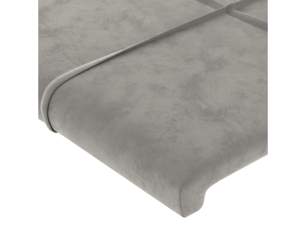 Gray Velvet Bed, 203 x 16 x 118 cm