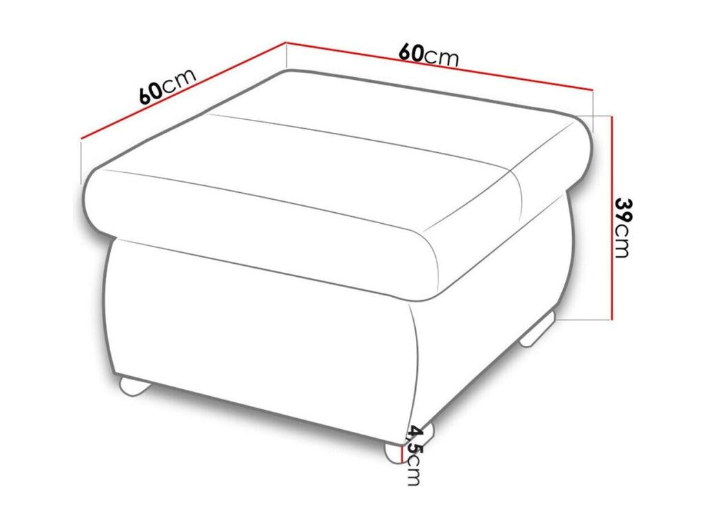 Gray Metal Ottoman, 39 x 60 x 60 cm