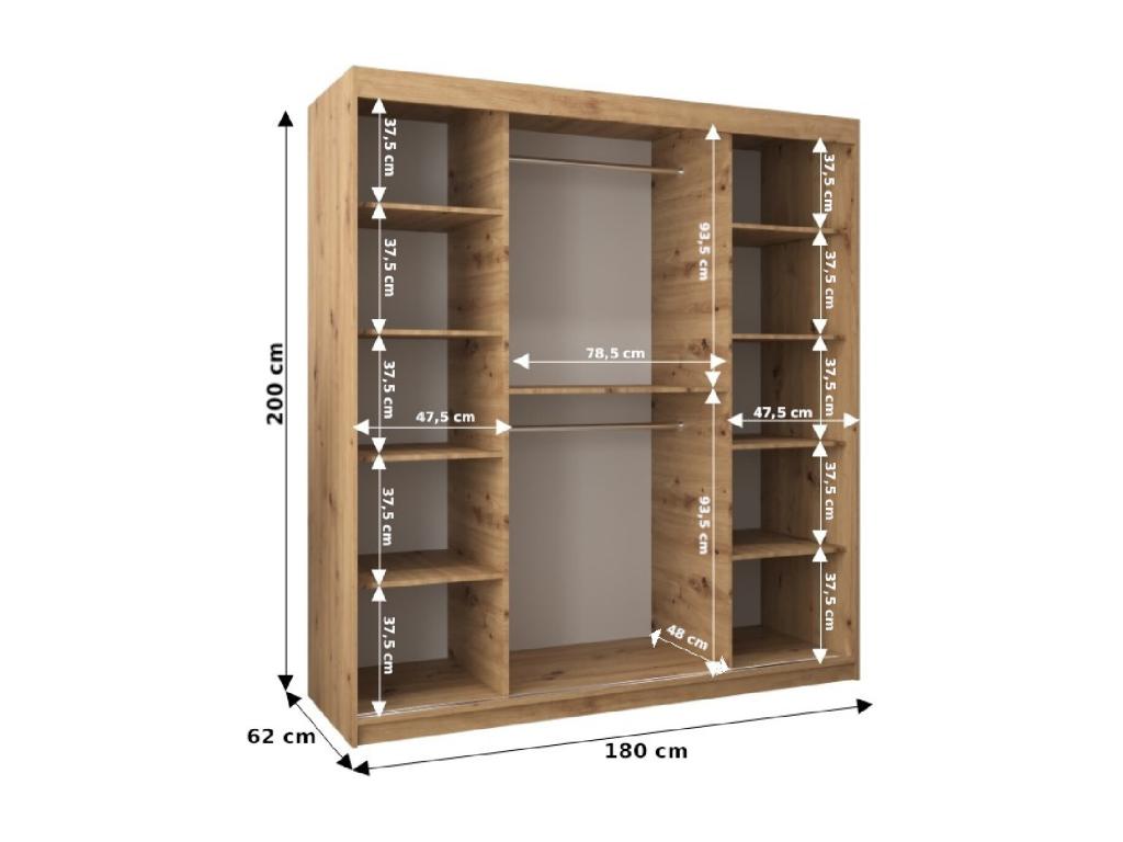 Black Wardrobe, 180 x 62 x 200 cm