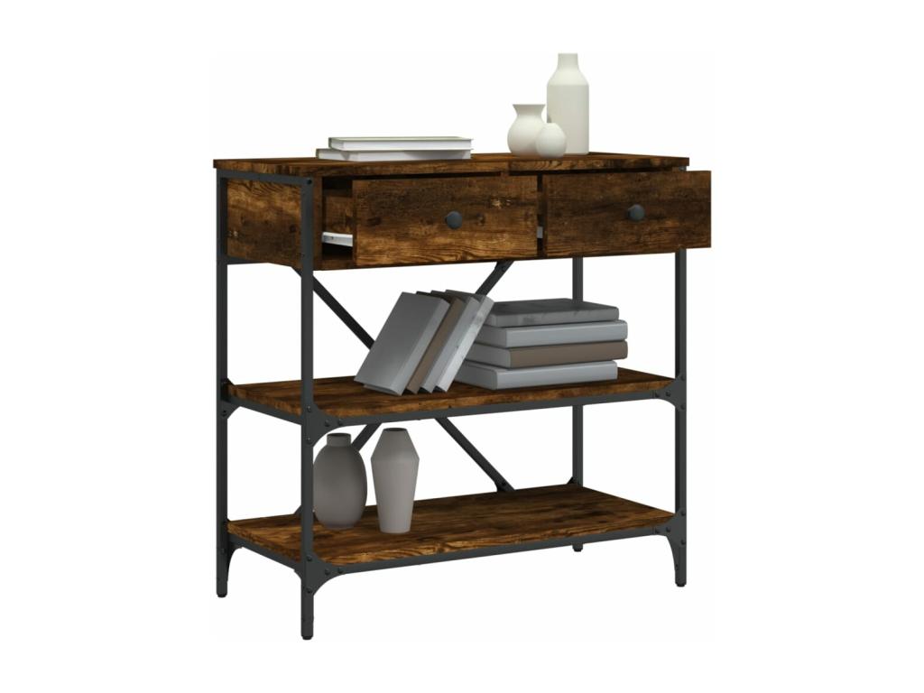 Brown Engineered Wood Table, 75 x 34.5 x 75 cm