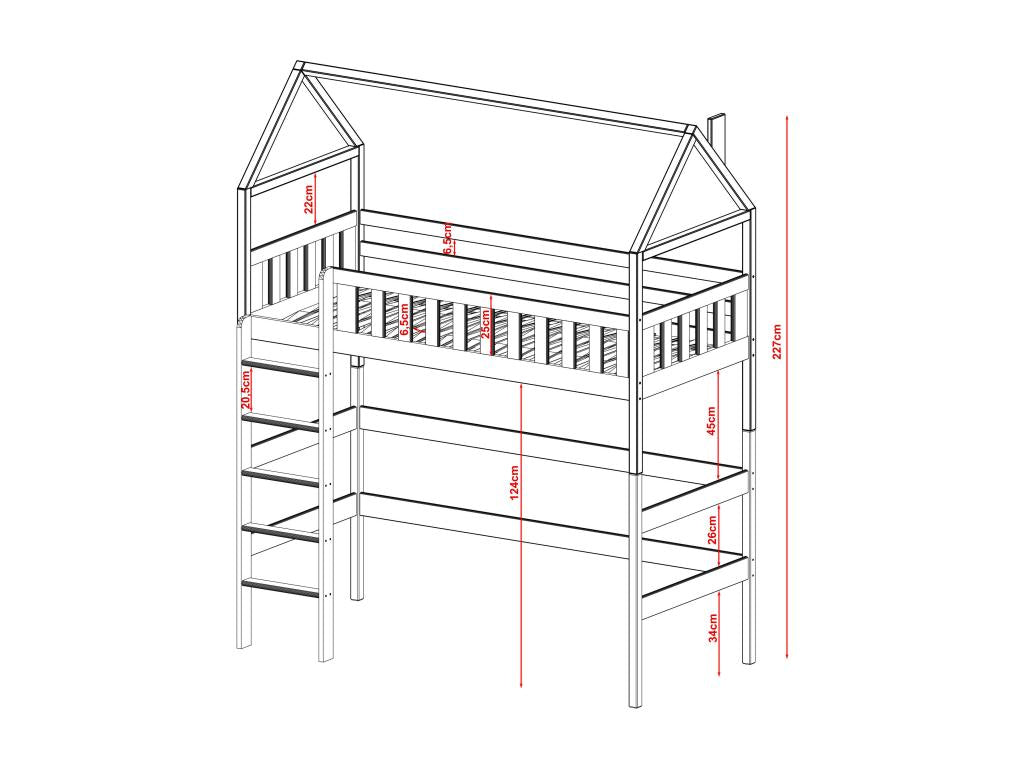 Gray Bed, 90 x 190 cm