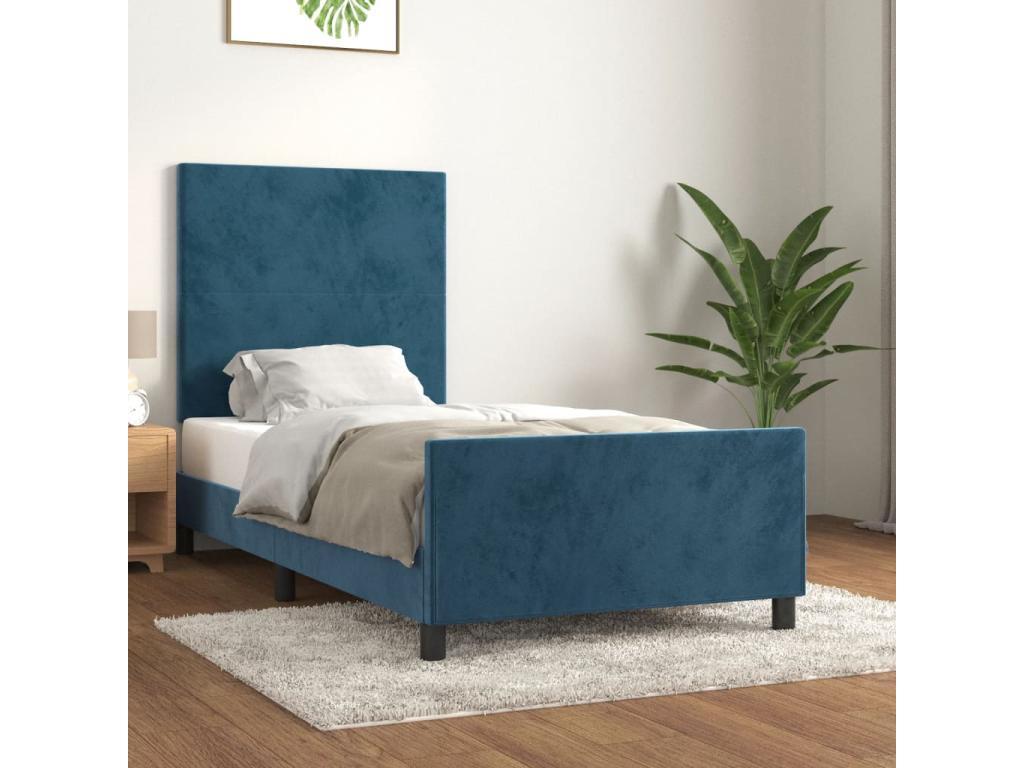 Blue Velvet Bed Frame, 90 x 200 cm