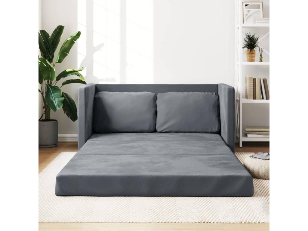Gray Velvet Bed, 122 x 204 x 55 cm