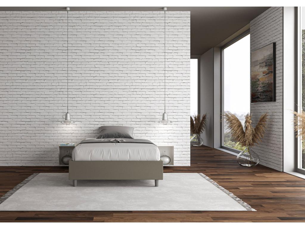 Brown Faux Leather Bed, 140 x 190 cm