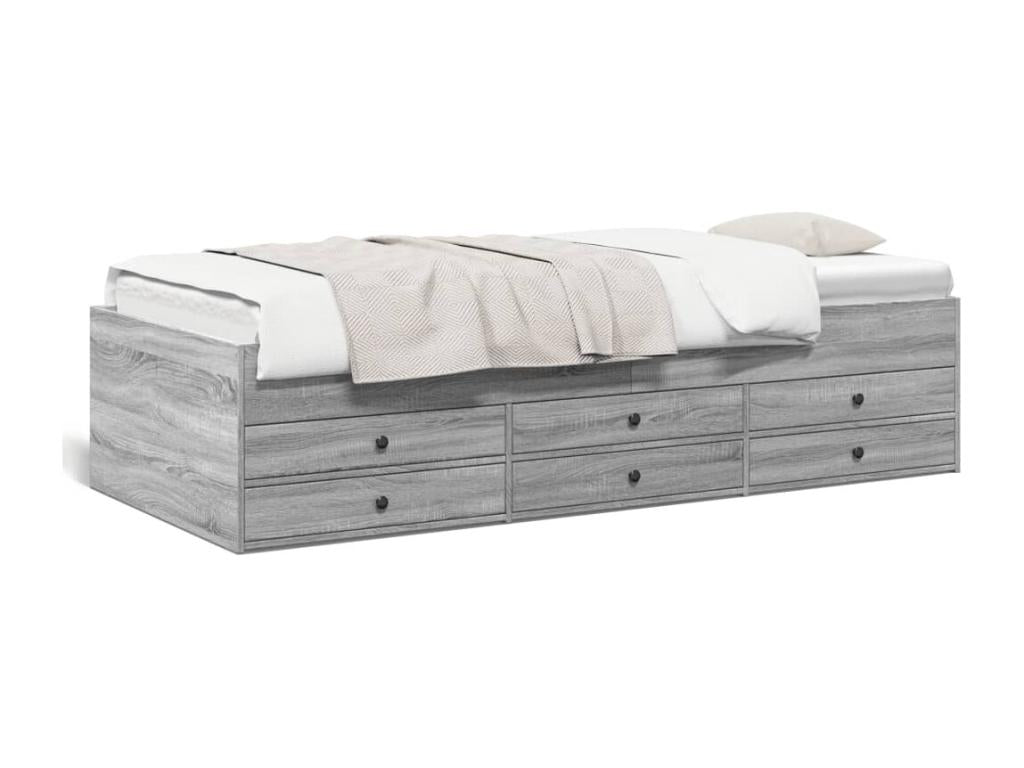 Gray Engineered Wood Bed, 75 x 190 cm