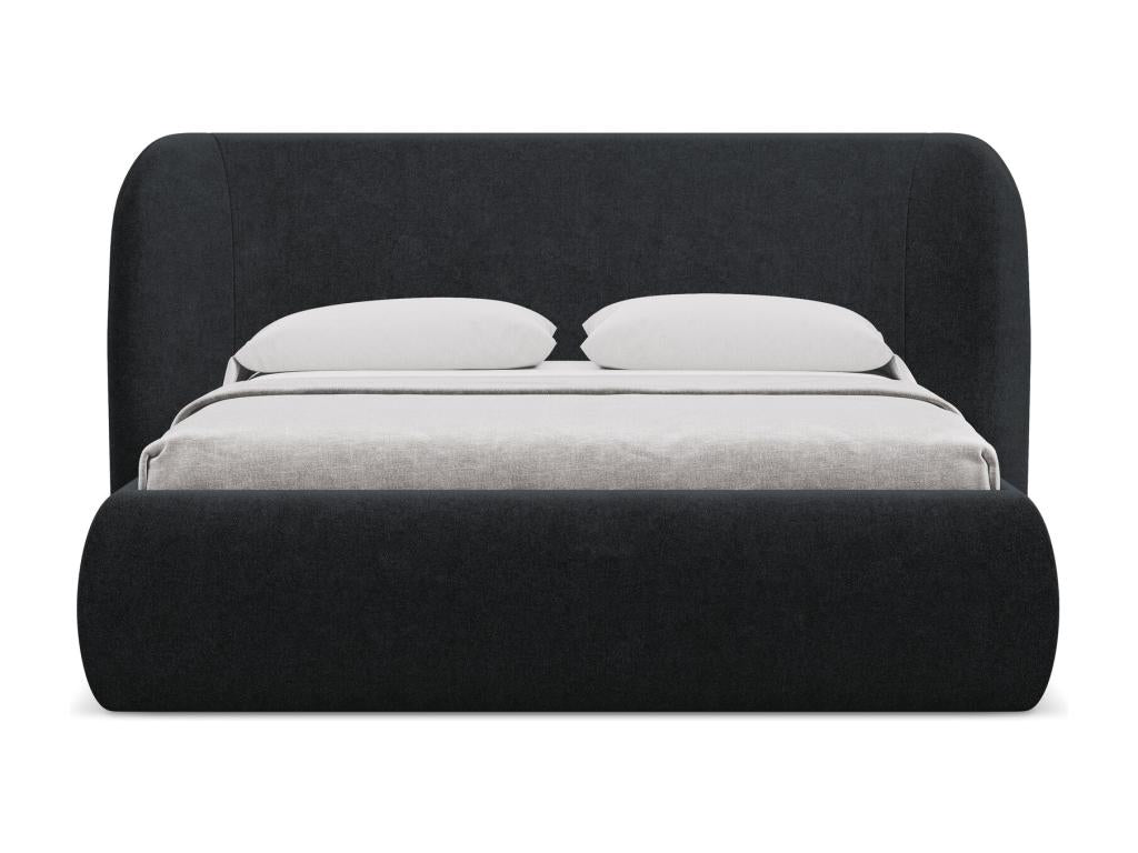 Black Boucle Fabric Bed, 160 x 200 cm
