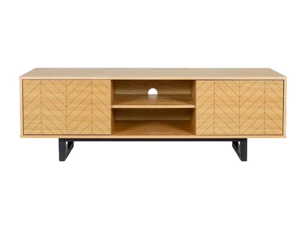 Beige Oak Wood TV Stand