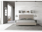 Beige Faux Leather Bed, 200 x 200 cm
