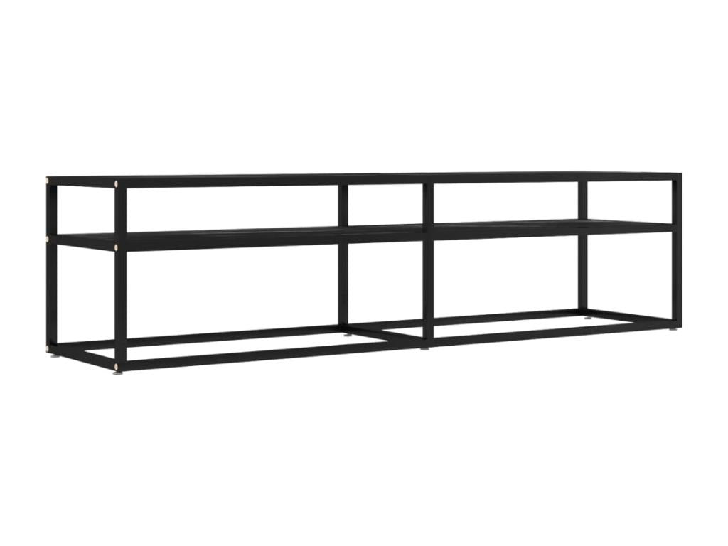 Black Glass TV Stand, 160 x 40 x 40.5 cm