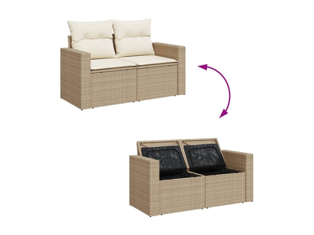 Beige Woven Resin Wicker Outdoor Furniture Set - dlz1766581942246