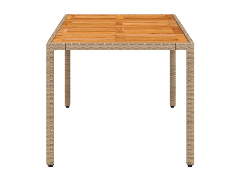 Beige Woven Resin Wicker Table, 190 x 90 x 75 cm