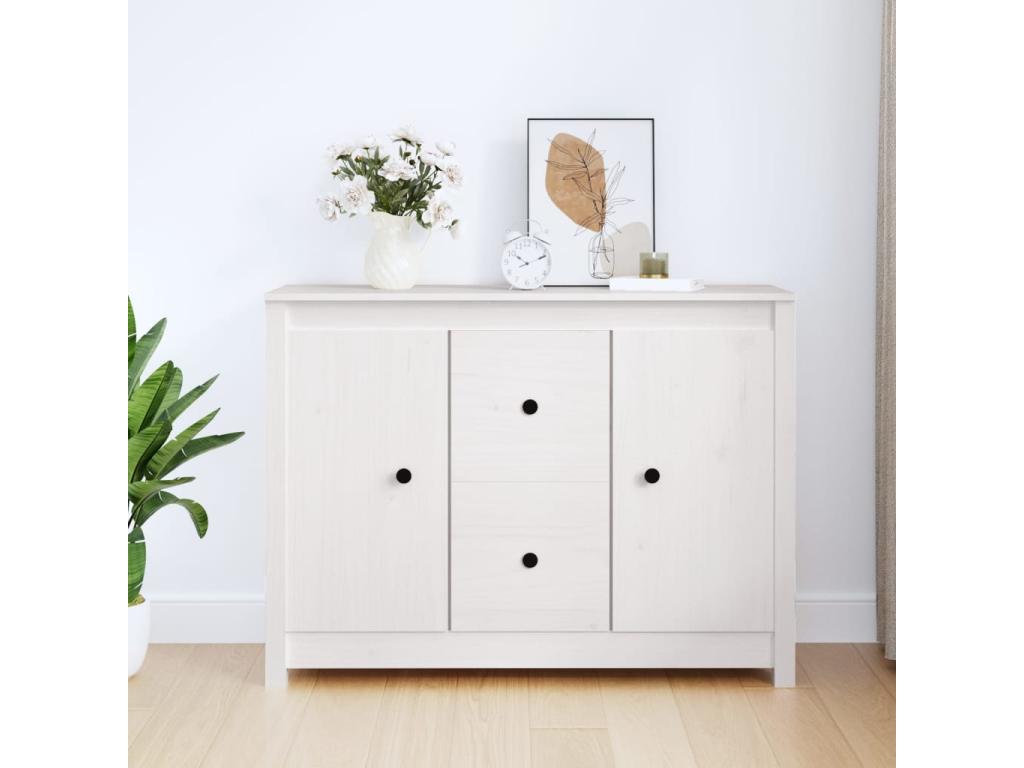 White Solid Wood Sideboard, 100 x 35 x 74 cm
