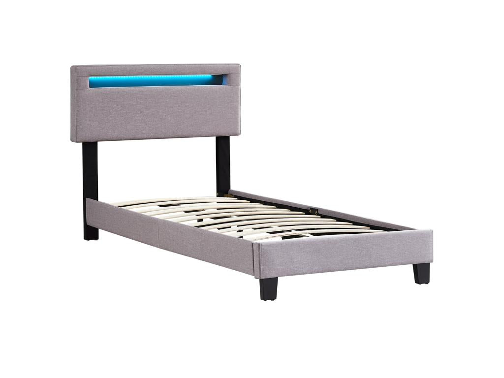 Gray Fabric Bed, 90 x 190 cm