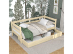 Beige Pine Wood Bed, 100 x 180 cm