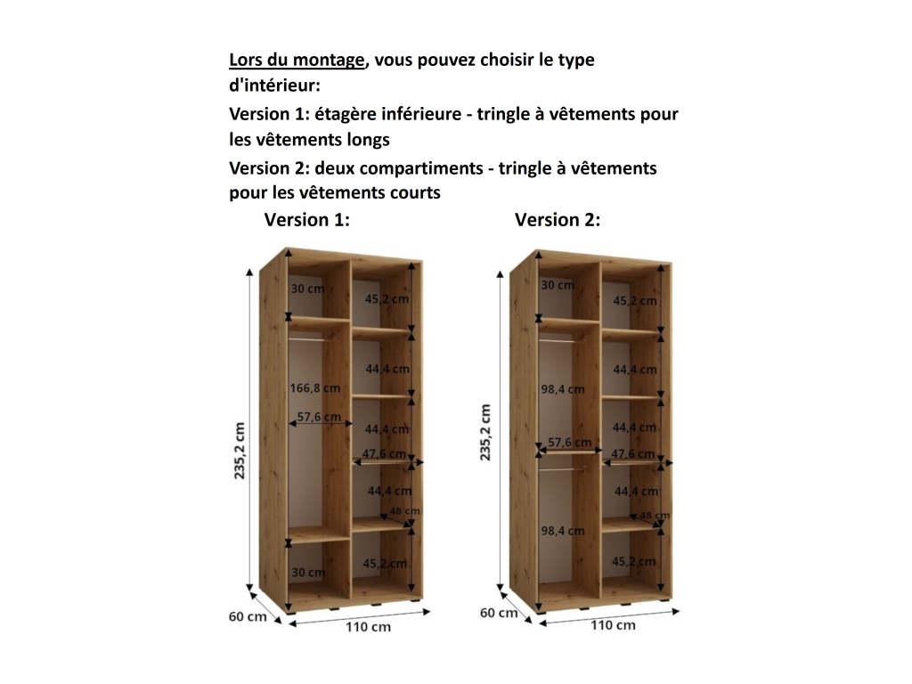 Black Wardrobe, 110 x 60 x 235.2 cm - dlz1766582565395