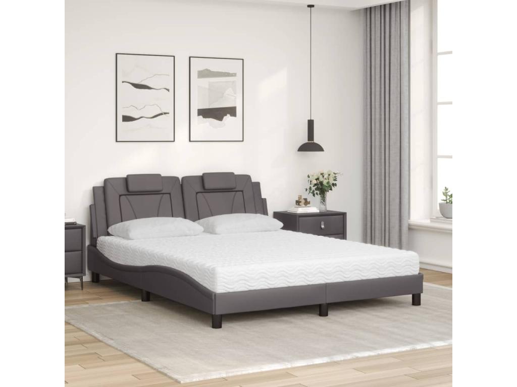 Gray Faux Leather Mattress, 160 x 200 cm