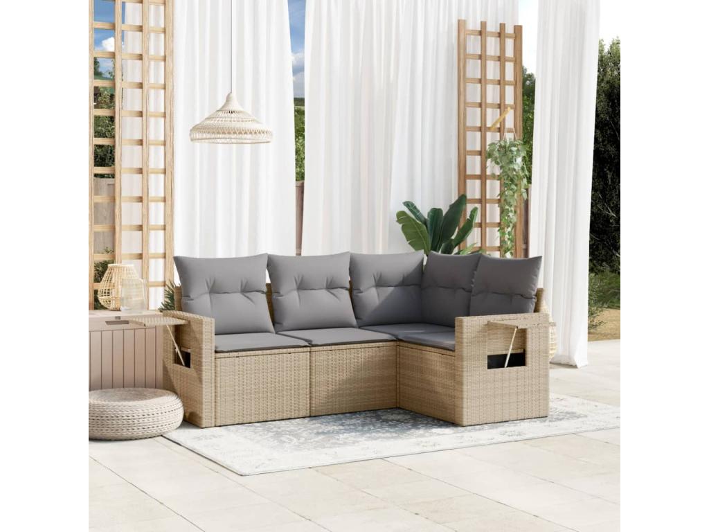 Beige Woven Resin Wicker Outdoor Furniture Set - dlz1766582140976