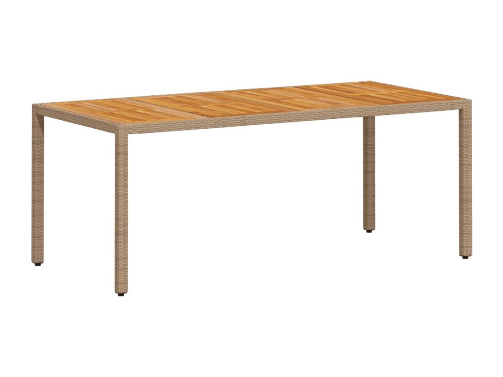 Beige Woven Resin Wicker Table, 190 x 90 x 75 cm