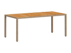 Beige Woven Resin Wicker Table, 190 x 90 x 75 cm