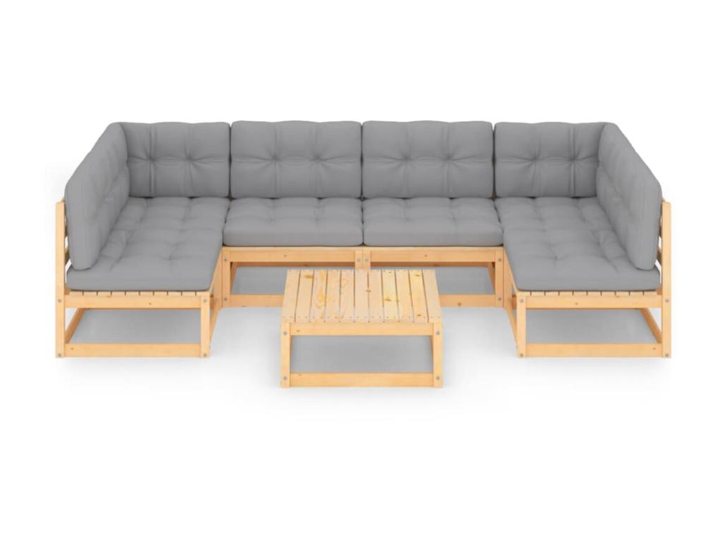 Gray Pine Wood Outdoor Furniture Set