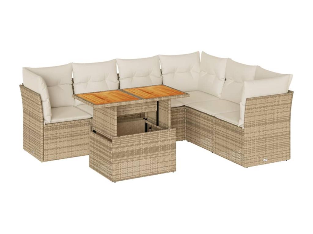 Beige Woven Resin Wicker Outdoor Furniture Set - dlz1766582146326