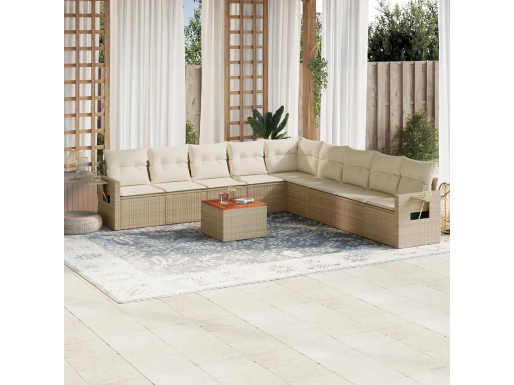 Beige Woven Resin Wicker Outdoor Furniture Set - dlz1766581855556
