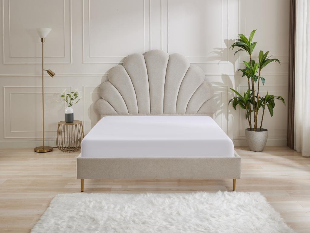 Beige Fabric Bed, 160 x 200 cm